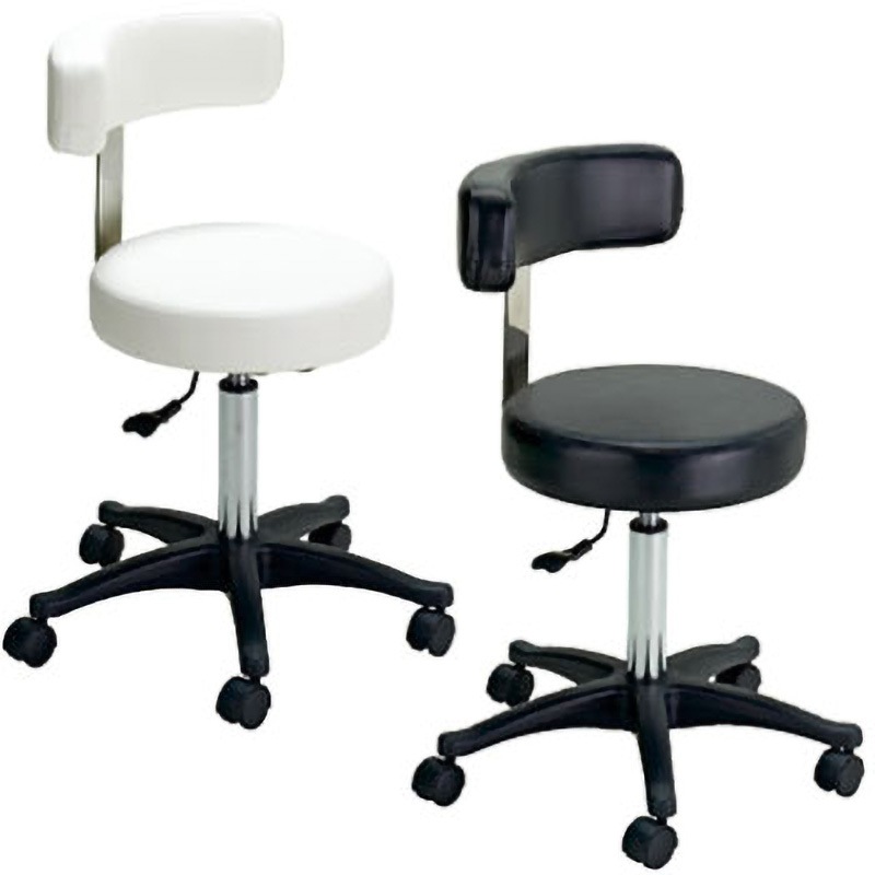 SN-CH008W SNナースチェア(背付) 松吉医科器械 ホワイト色 Φ540mm高さ770～930mmキャスター径50mm  SN-CH008W