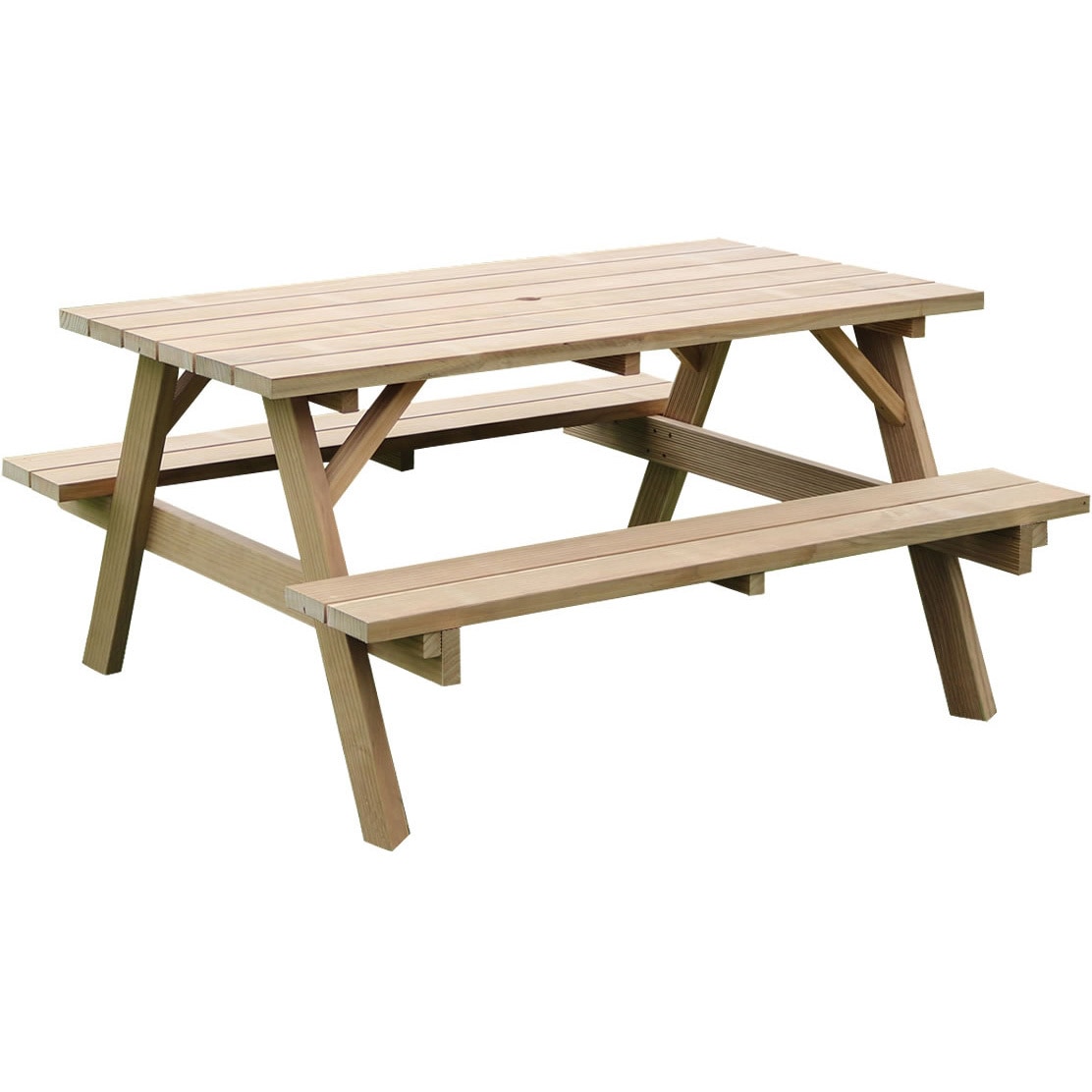NKPM-147 日本製ニュージーランドパインピクニックテーブル 幅147 (防腐加工) 無塗装 住まいスタイル 幅1465mm奥行1400mm高さ720mm 109,800円