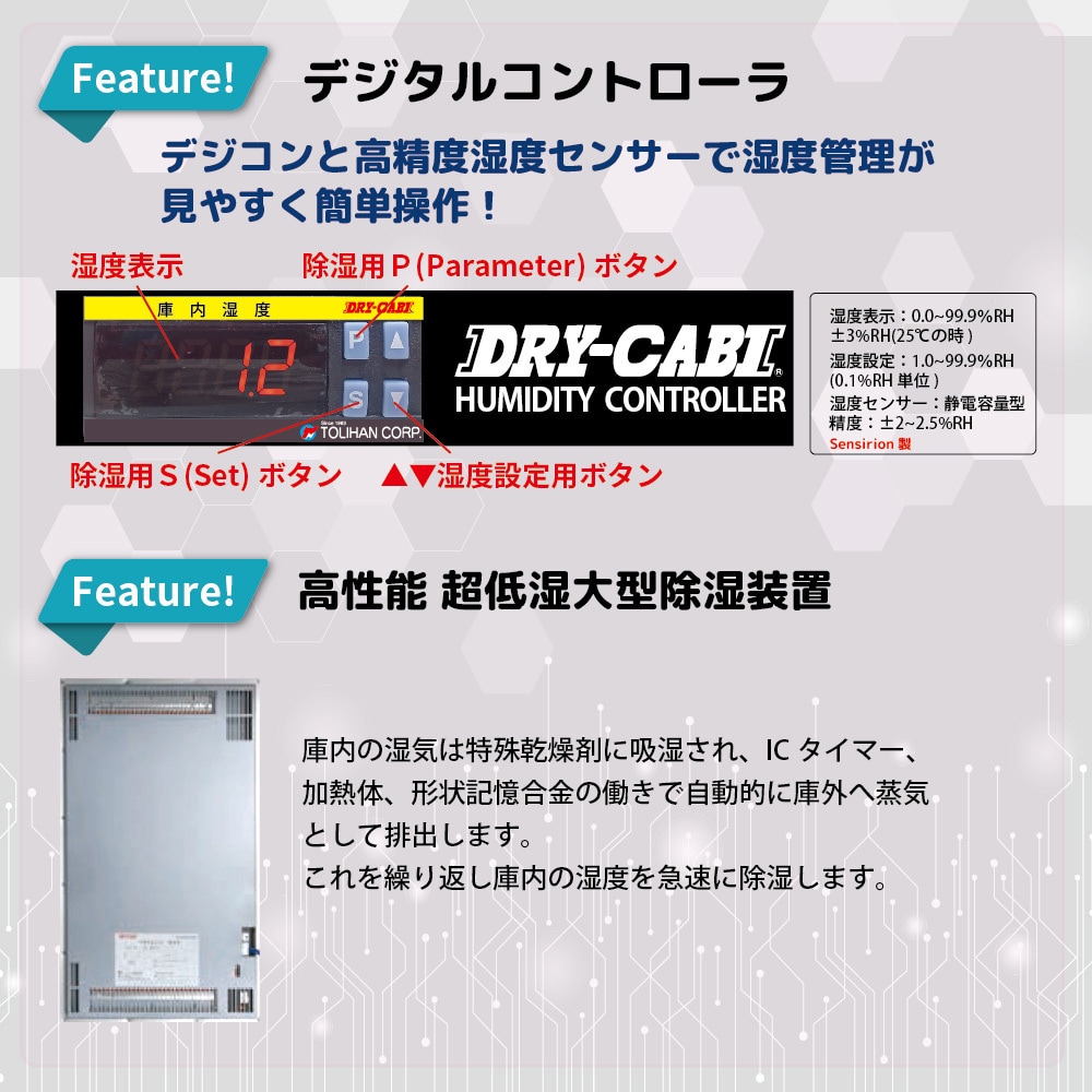 TDC-160-HYP2 ドライキャビ 超低湿度用(1%RH以下) 超高速除湿型