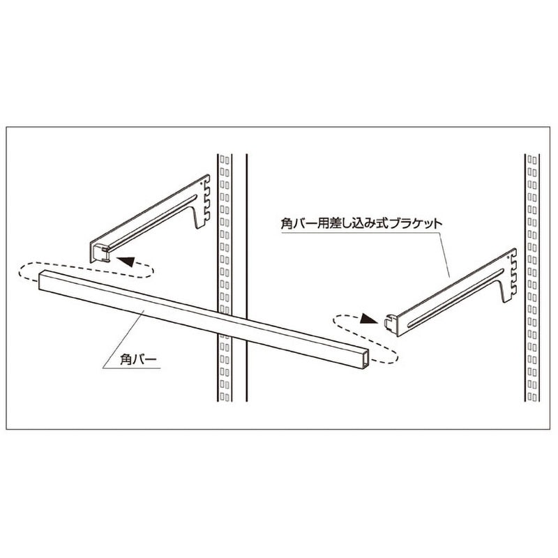 1455-3290 システム什器 差し込み式角バーセット W60cm スリット