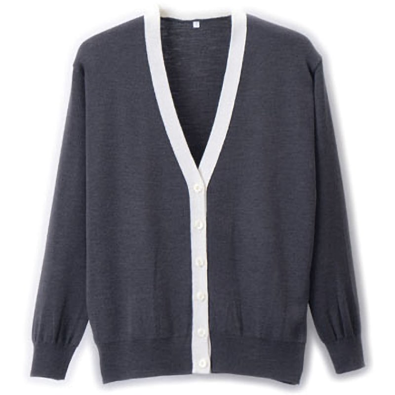 D-1013 抗ピル配色カーディガン D-PHASE(ディーフェイズ) グレー×ホワイト色 サイズLL  D-1013