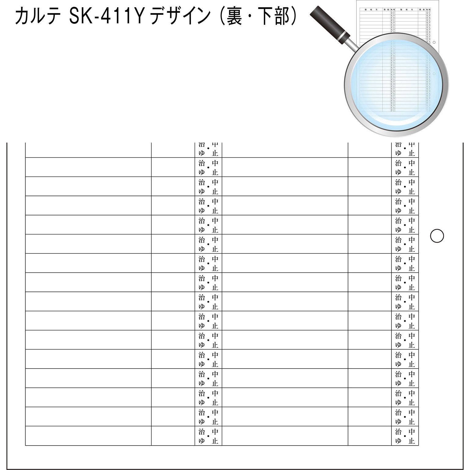 41912-002 カルテ用紙 1号(診療録) 保険証添付欄あり・2穴あきタイプ