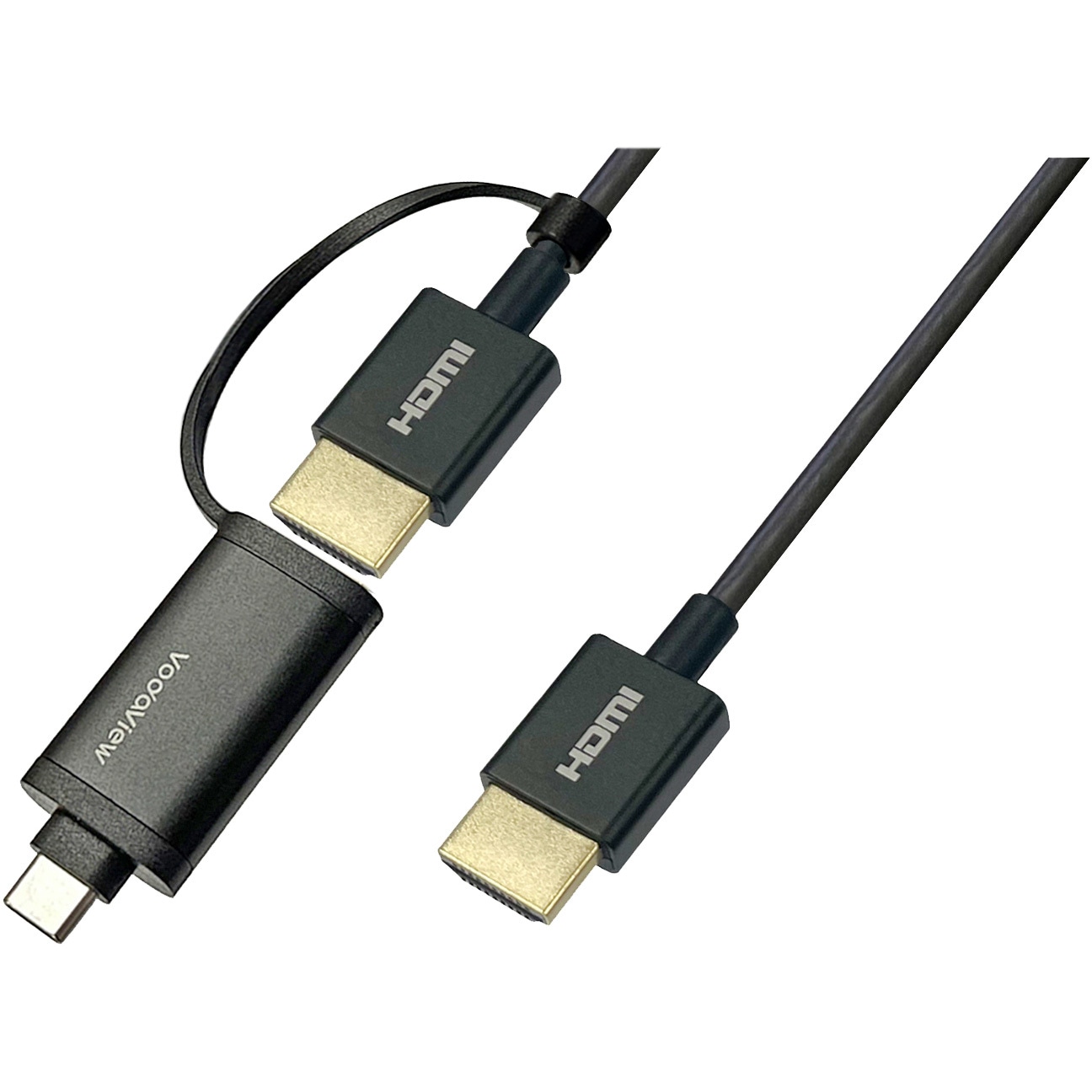 VV-UCHDHD020-B Type-C・HDMI to HDMI ツインケーブル 8K60Hz対応 Vodaview 黒色 転送速度48Gbps ケーブル長2m   VV-UCHDHD020-B 7,222円