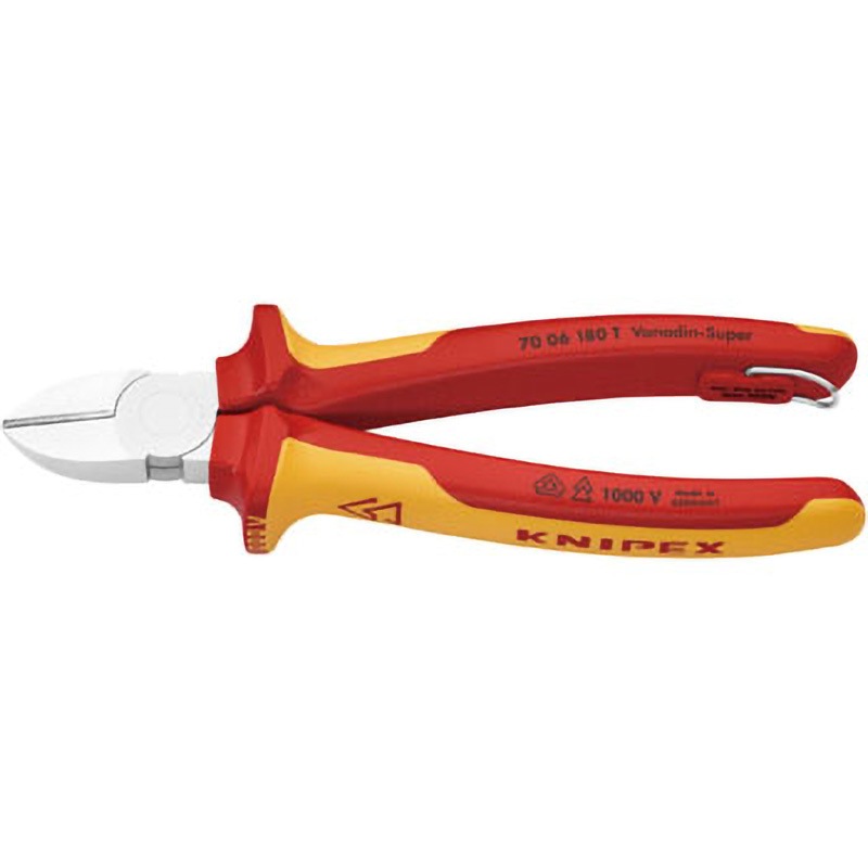 7006-180TBK 絶縁斜ニッパー 落下防止 1個 KNIPEX(クニペックス) 【通販モノタロウ】