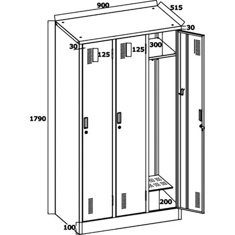 741243 組立式スチールカラーロッカー スマイル(家具) 寸法900×515