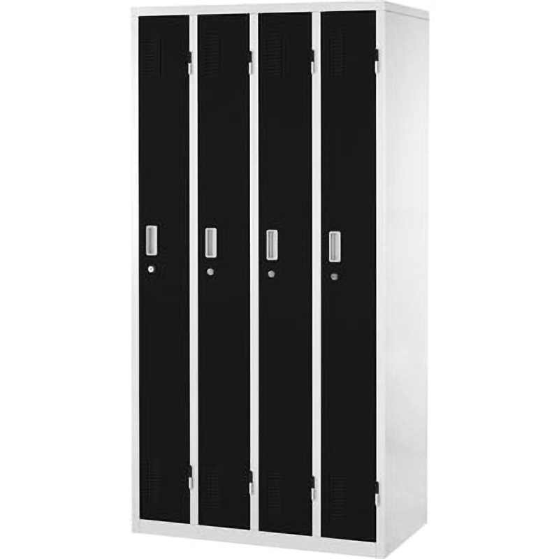 741249 組立式スチールカラーロッカー スマイル(家具) 寸法900×515×1790mm ブラック色 人数4人用 幅900mm奥行515mm高さ1790mm