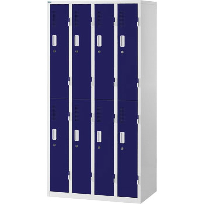741264 組立式スチールカラーロッカー スマイル(家具) 寸法900×515×1790mm ブルー色 人数8人用 幅900mm奥行515mm高さ1790mm