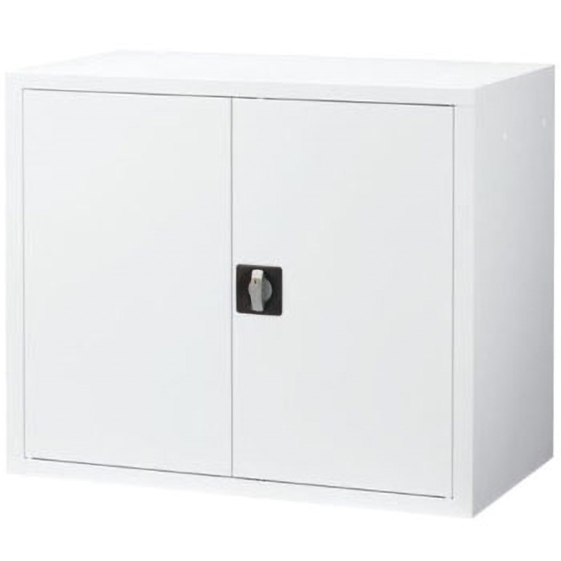 743896 深型スチール収納庫 両開き(上置き) スマイル(家具) 寸法880×500×730mm ホワイト色