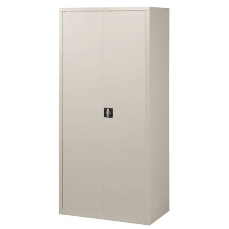 744141 深型スチール収納庫 両開き(下置き) スマイル(家具) 付き グレー色 高さ1850mm間口880mm奥行500mm