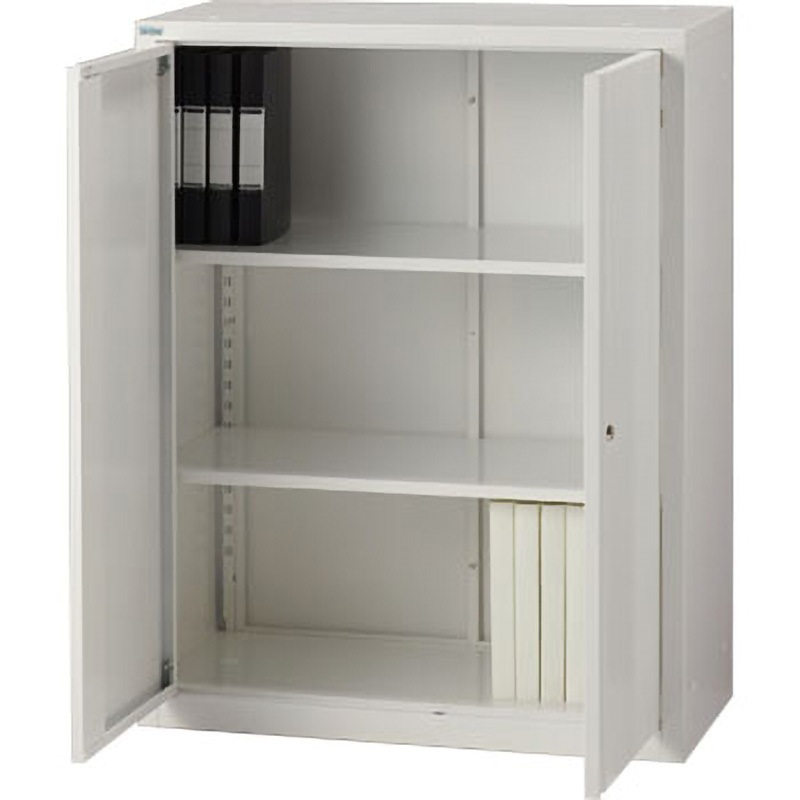 741820 両開き書庫(下置き) スマイル(家具) 付き ホワイト色 幅880mm奥行430mm高さ1120mm
