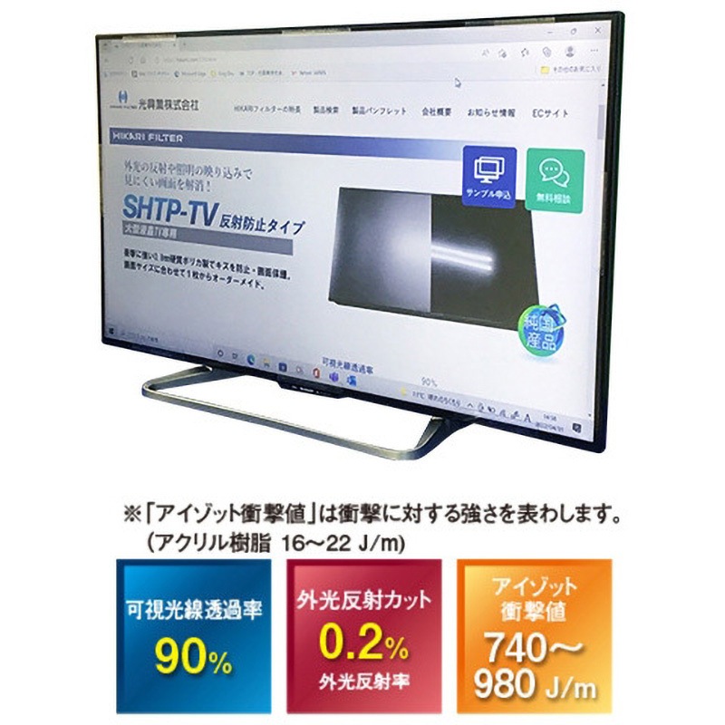 SHTPW-42TVF 大型液晶TV用保護フィルター(反射防止タイプ)SHTP-TV 光興業 硬質ポリカ