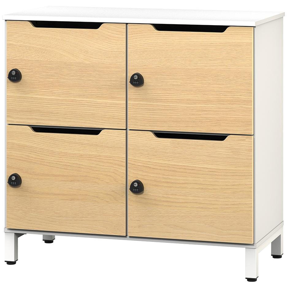 RFPL-22WH-OAD ソリード パーソナルロッカー 2列2段 アール・エフ・ヤマカワ ダイヤル錠 ホワイト×オーク扉色   RFPL-22WH-OAD