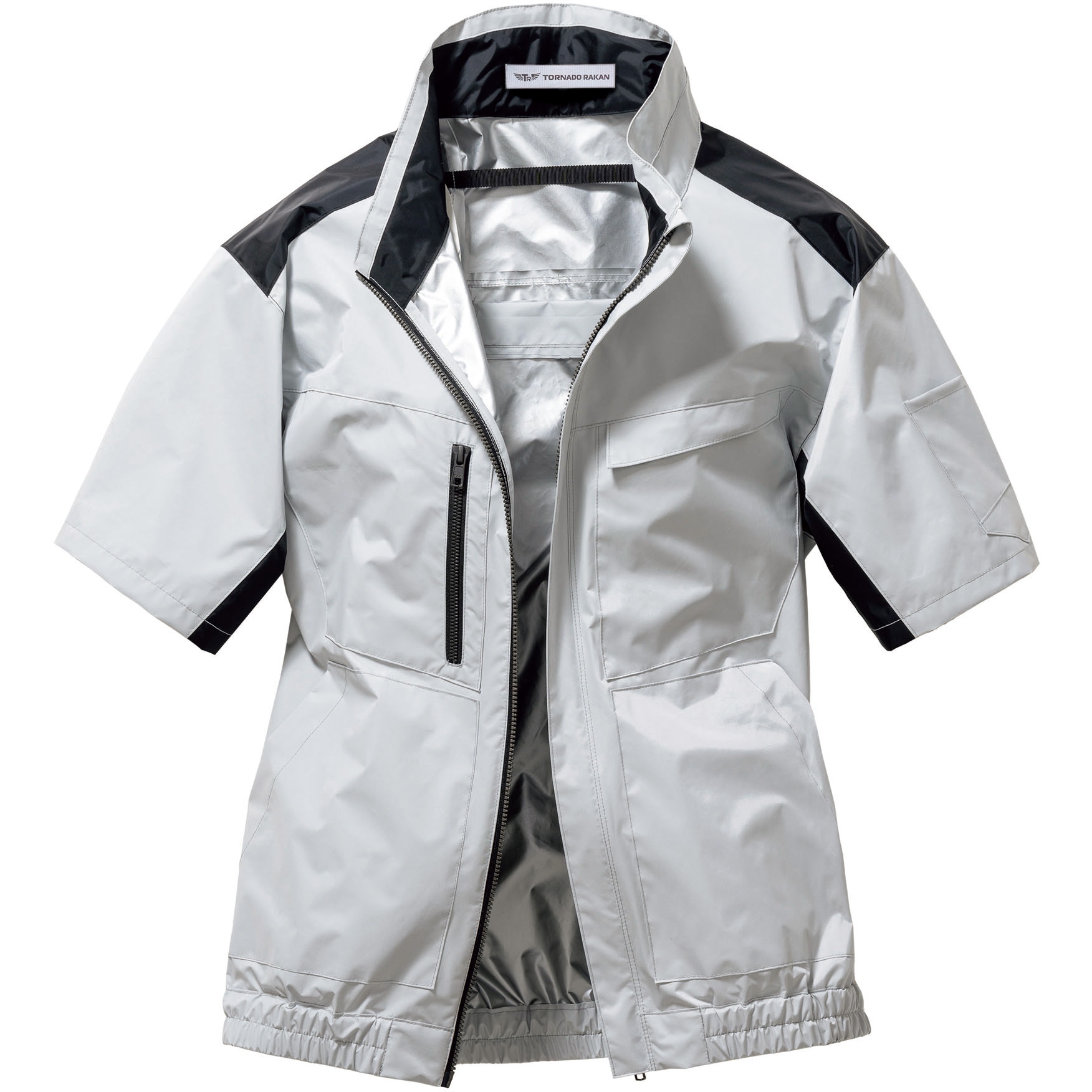 TRA1751-40-M トルネードラカン 空調空冷服 半袖ブルゾン TRA1751 (服のみ) 日新被服 ポリエステル100% シルバー色 サイズM