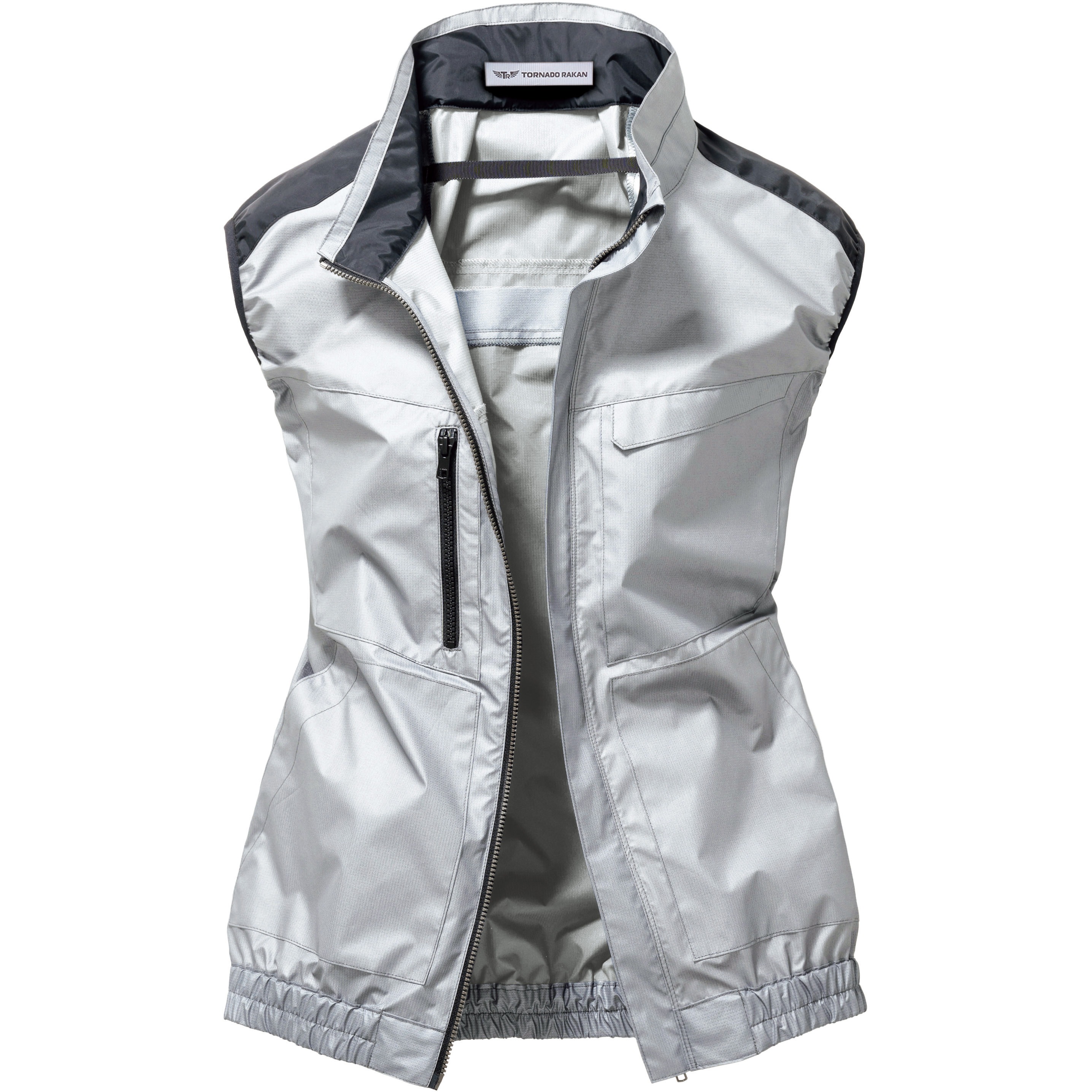 TRA1791-40-LL トルネードラカン 空調空冷服 ベスト TRA1791 (服のみ) 日新被服 ポリエステル100% シルバー色 サイズLL