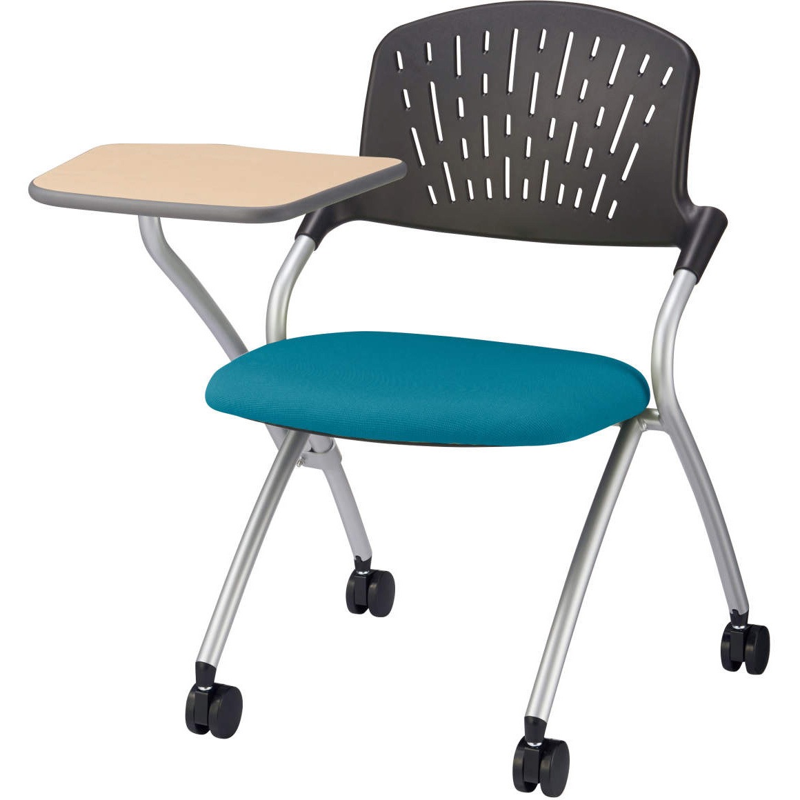 No.1902F サテラ LION (ライオン事務器) ターコイズブルー色 キャスターあり 背ヌードタイプ 質量9kg 高さ800mm幅764mm奥行820mm