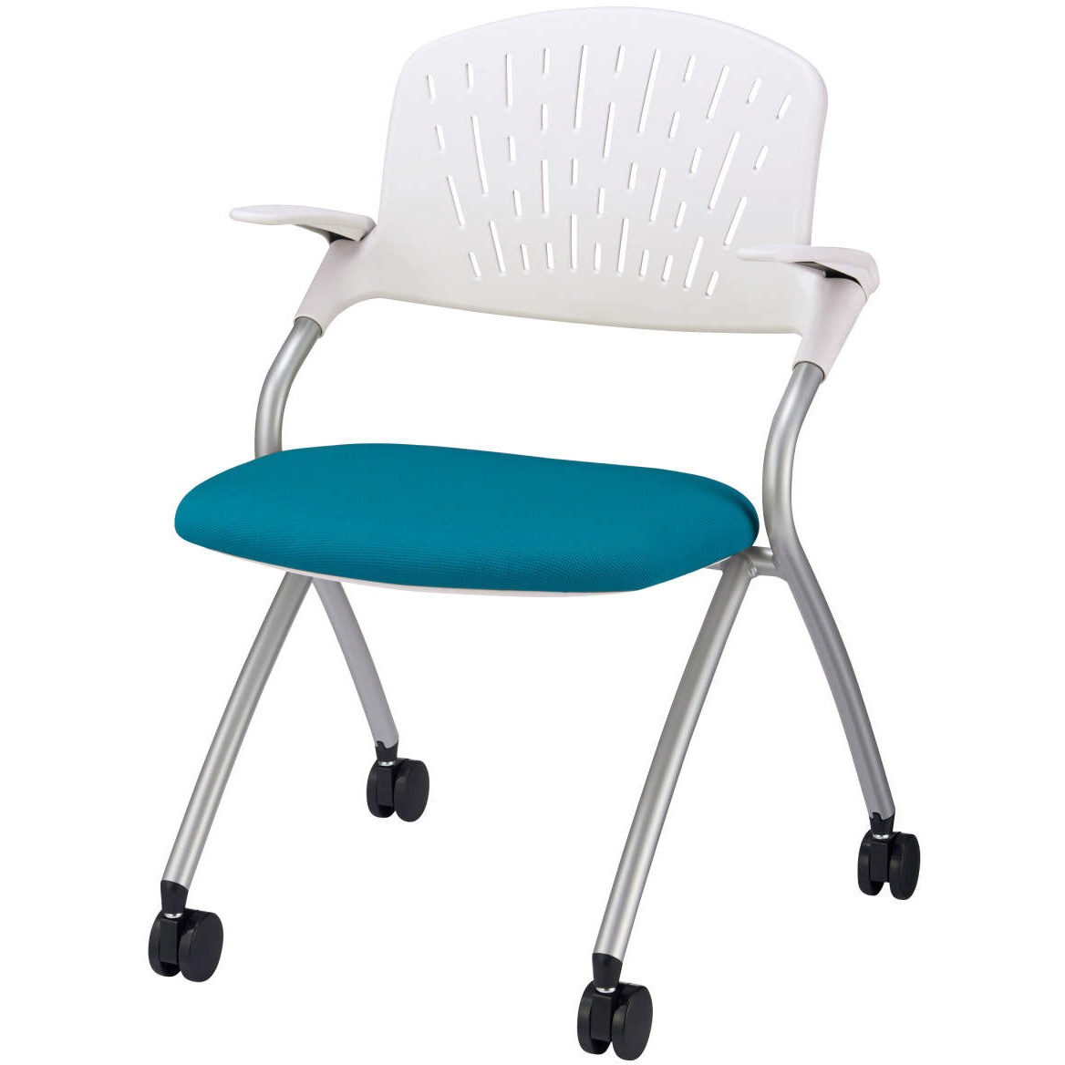 No.1921F サテラ LION (ライオン事務器) ターコイズブルー色 キャスターあり 背ヌードタイプ 質量7.7kg 高さ800mm幅550mm奥行552mm 30,537円