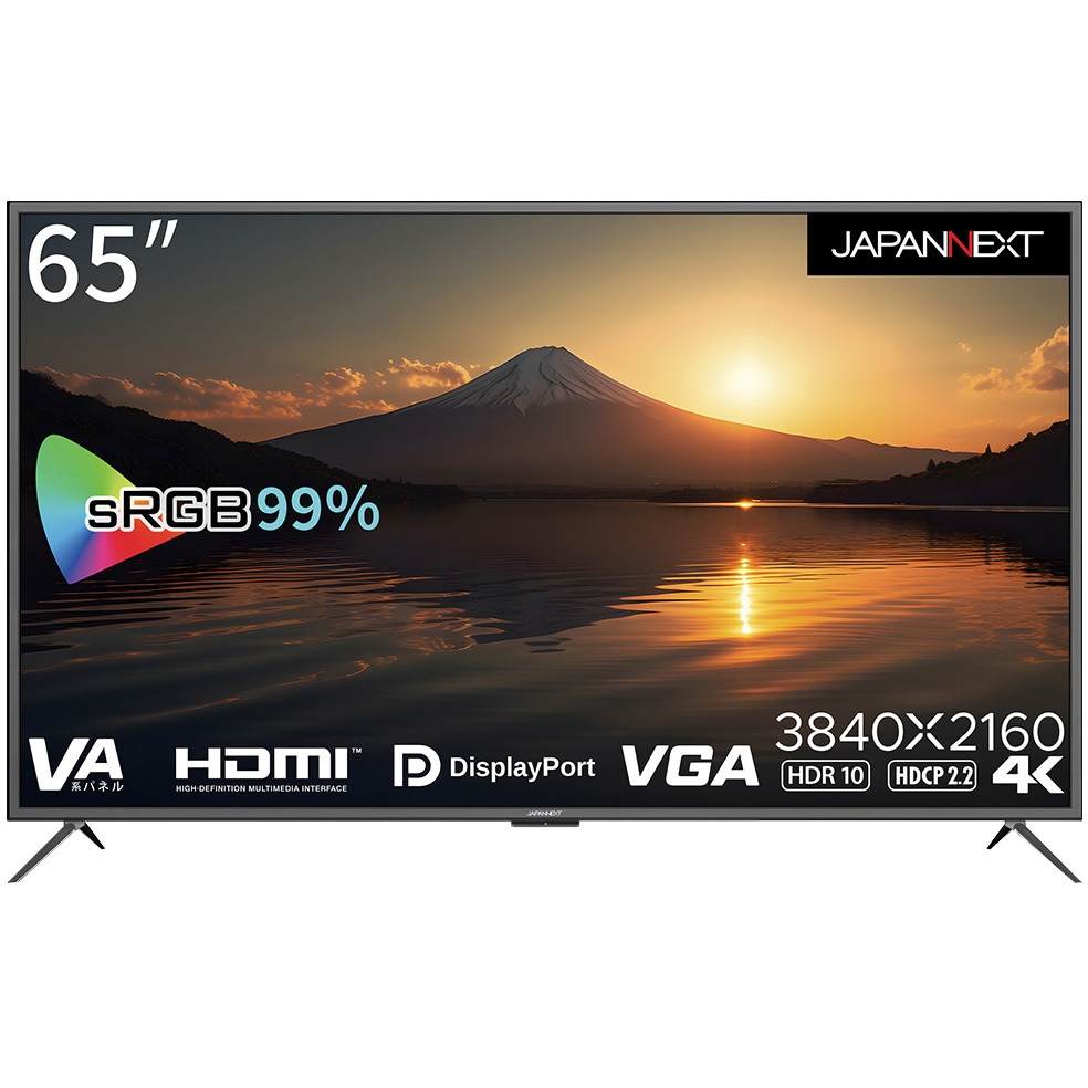 JN-V6500UHDR-N 液晶ディスプレイ/65型/3840×2160/HDMI×3、DP×1、VGA×1