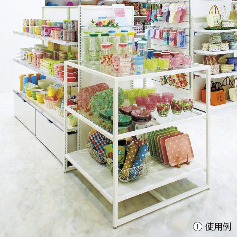 (法人限定)ストア・エキスプレス:Rエンドユニット 両エンド 欄干付き木棚（D35cm）+ステージセット 什器セットまるごと購入 Rエンドユニット 両エンド 欄干付き木棚(D30