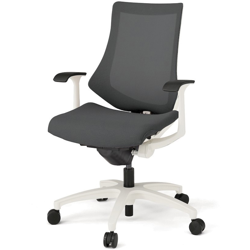 KG175JVM-W9W2 エフチエア プレーンメッシュバック ハイバック 固定肘 ホワイトフレーム  <配送時組立サービス付> 1台 イトーキ 【通販モノタロウ】