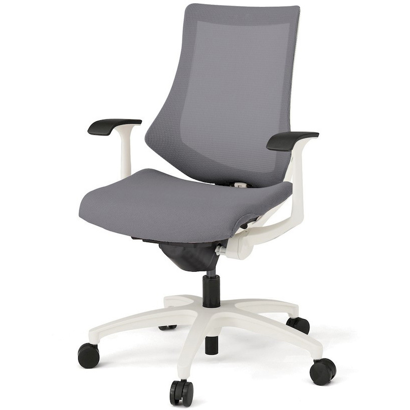 KG175JVM-W9W6 エフチエア プレーンメッシュバック ハイバック 固定肘 ホワイトフレーム  <配送時組立サービス付> 1台 イトーキ 【通販モノタロウ】
