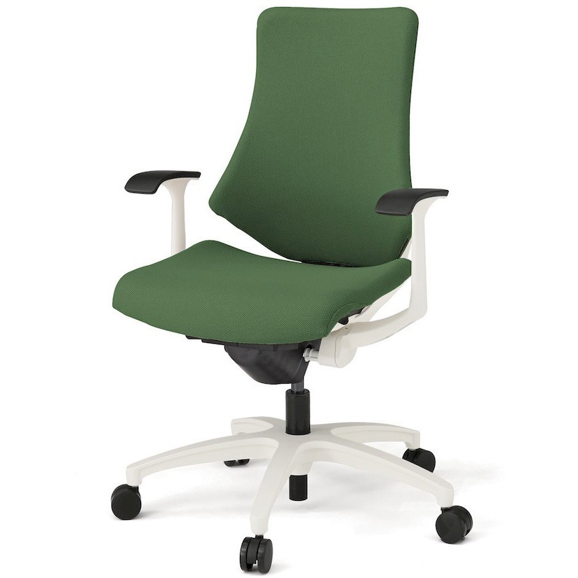 KG135PSM-W9Q2 エフチエア クロスバック ハイバック 固定肘 ホワイトフレーム  <配送時組立サービス付> イトーキ 抵抗付ウレタン双輪キャスター 肘掛あり