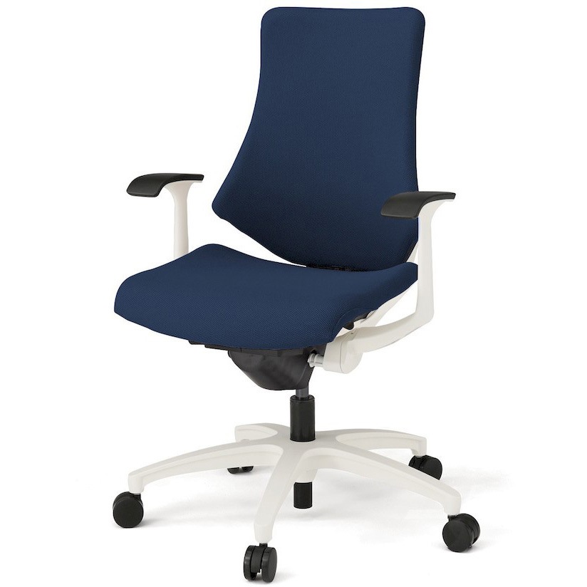 KG135PSM-W9B2 エフチエア クロスバック ハイバック 固定肘 ホワイトフレーム  <配送時組立サービス付> イトーキ 抵抗付ウレタン双輪キャスター 肘掛あり