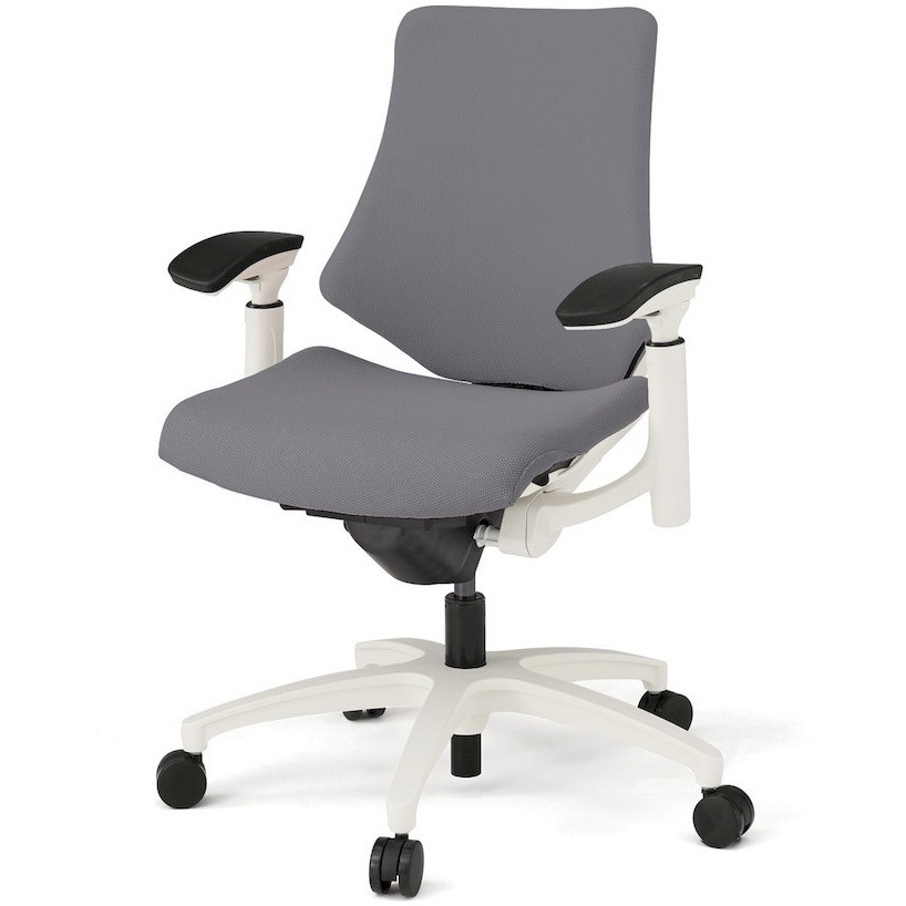 KG147PSM-W9W6 エフチエア クロスバック ローバック 可動肘 ホワイトフレーム  <配送時組立サービス付> イトーキ 抵抗付ウレタン双輪キャスター 肘掛あり