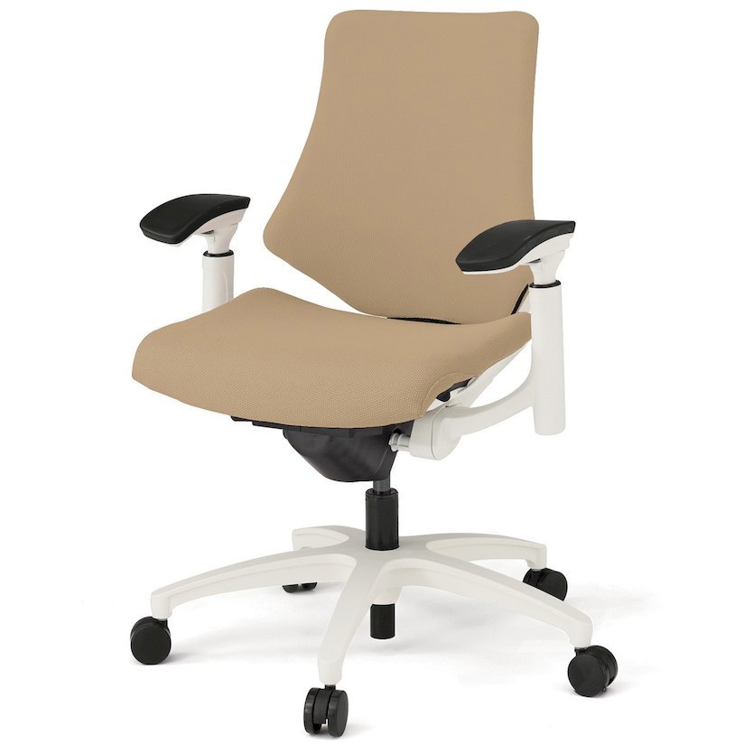 KG147PSM-W9Y3 エフチエア クロスバック ローバック 可動肘 ホワイトフレーム  <配送時組立サービス付> イトーキ 抵抗付ウレタン双輪キャスター 肘掛あり