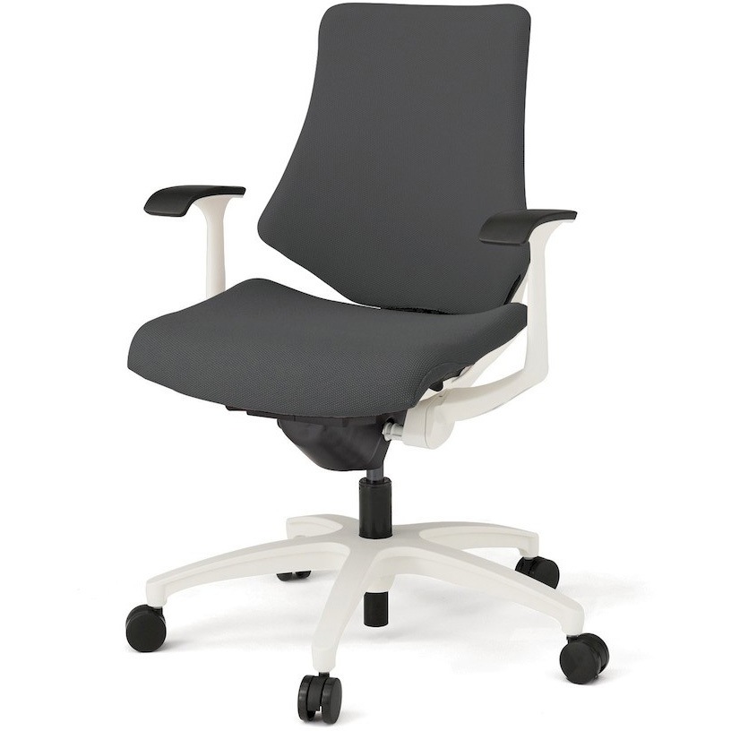 KG145PSM-W9W2 エフチエア クロスバック ローバック 固定肘 ホワイトフレーム  <配送時組立サービス付> イトーキ 抵抗付ウレタン双輪キャスター 肘掛あり