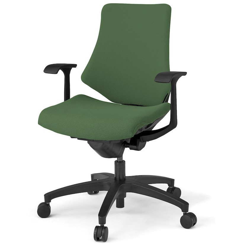 KG145PSM-T1Q2 エフチエア クロスバック ローバック 固定肘 ブラックフレーム  <配送時組立サービス付> イトーキ 抵抗付ウレタン双輪キャスター 肘掛あり