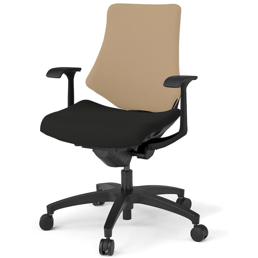 KG145PSM-T1T1Y3 エフチエア クロスバック ローバック 固定肘 ブラックフレーム  <配送時組立サービス付> イトーキ 抵抗付ウレタン双輪キャスター 肘掛あり