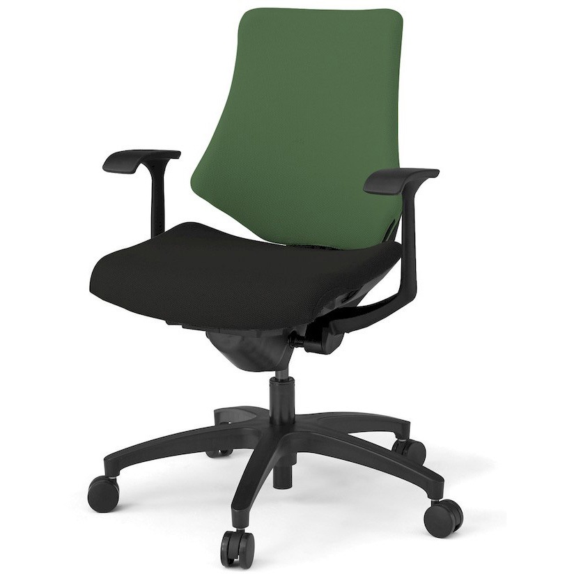 KG145PSM-T1T1Q2 エフチエア クロスバック ローバック 固定肘 ブラックフレーム  <配送時組立サービス付> イトーキ 抵抗付ウレタン双輪キャスター 肘掛あり