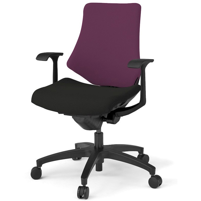 KG145PSM-T1T1X7 エフチエア クロスバック ローバック 固定肘 ブラックフレーム  <配送時組立サービス付> イトーキ 抵抗付ウレタン双輪キャスター 肘掛あり