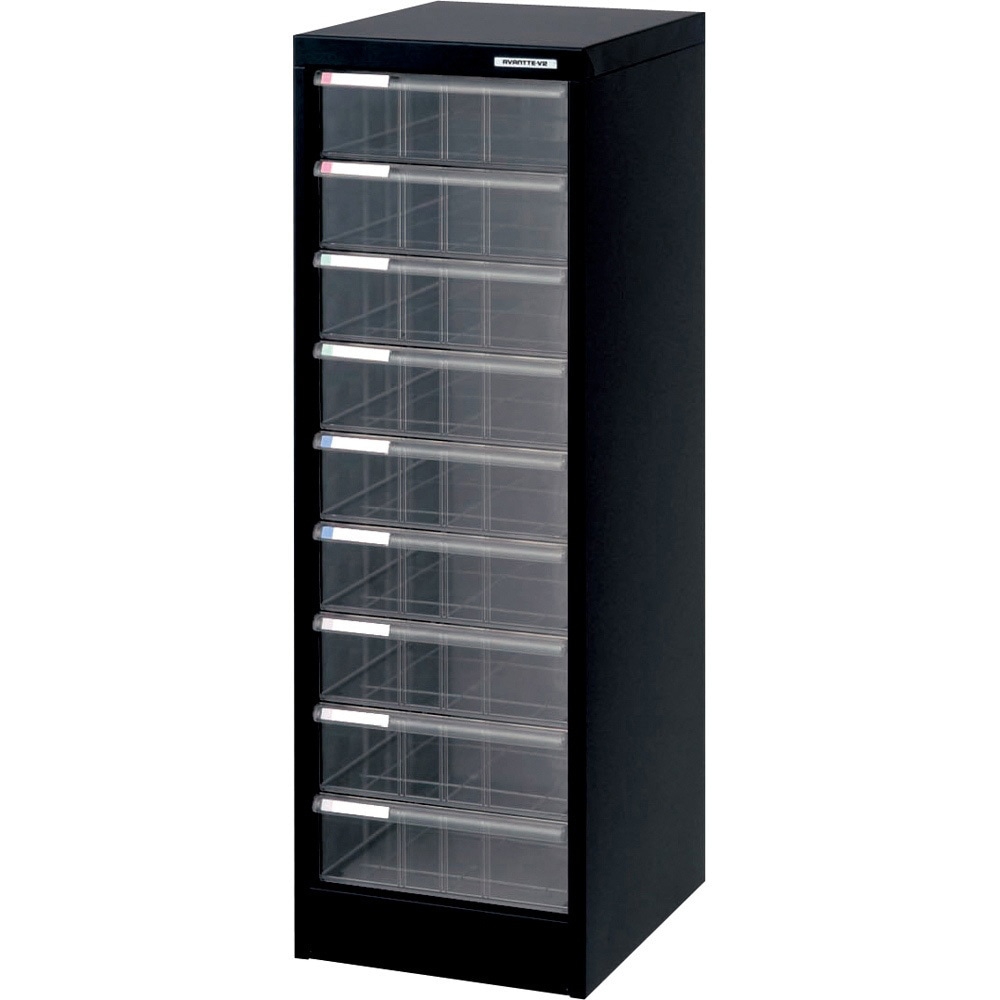 AF-M9クロ アバンテV2フロアケース ナカバヤシ カラー分類タイトルシール付 タテ型 引出し数:深9 深型 クロ色 サイズA4