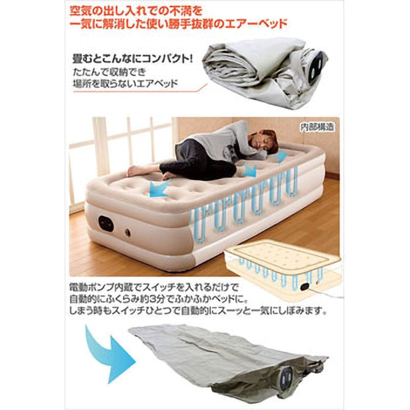 クリスマスファッション BE-60083 1台 (収納袋付き) 自動ですぐに膨らむエアベッド その他