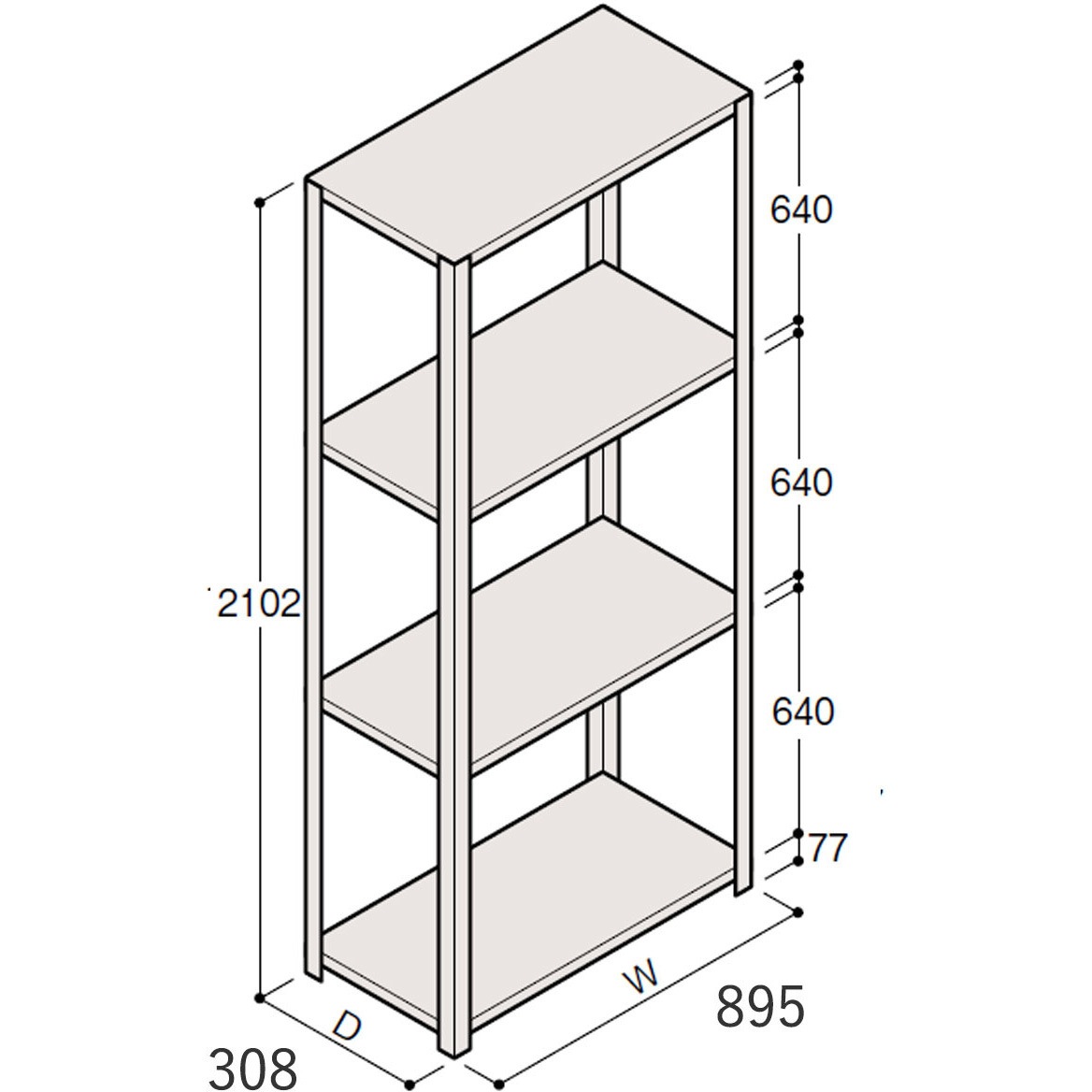ERR-173330-W7 軽量棚ERR開放型H2100 有効棚 3段＜配送時組立サービス付＞ イトーキ 外形寸法895×308×2102mm  ERR-173330-W7