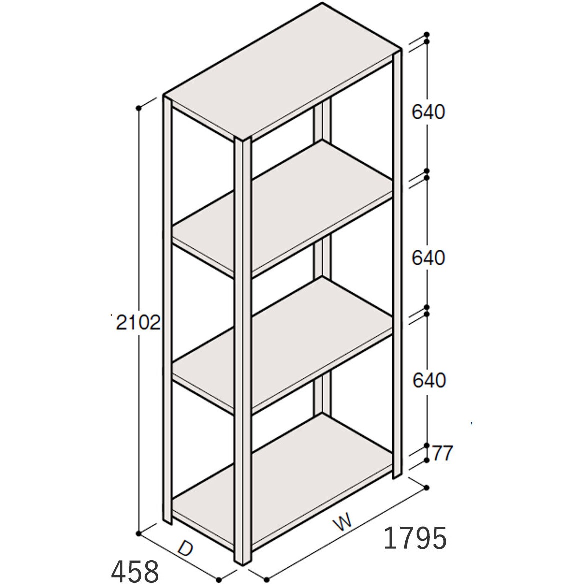 ERR-176430-W7 軽量棚ERR開放型H2100 有効棚 3段＜配送時組立サービス付＞ イトーキ 外形寸法1795×458×2102mm  ERR-176430-W7 36,387円