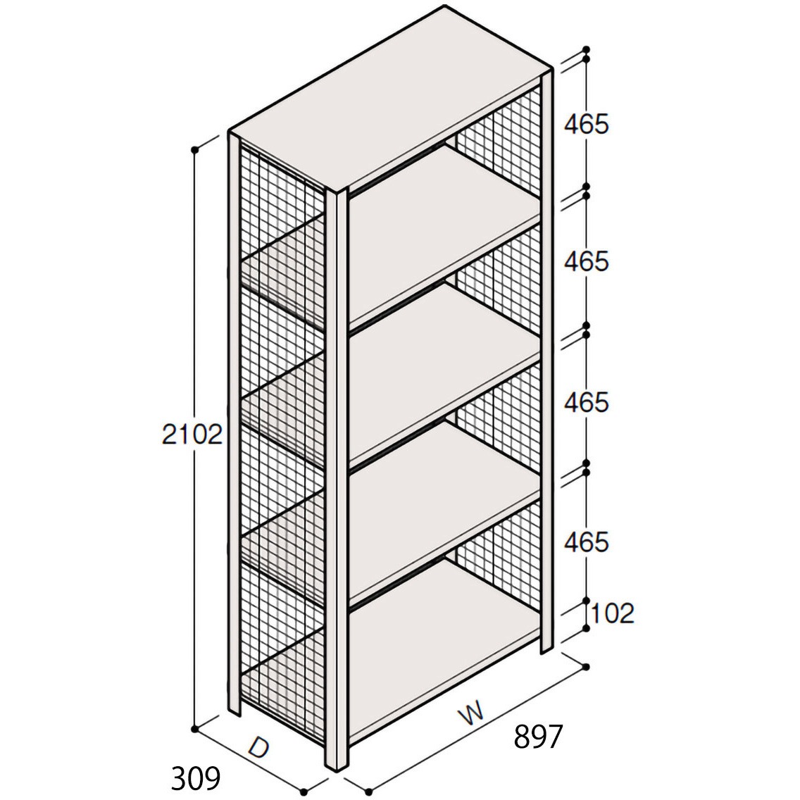 ERR-373340-W7 軽量棚ERR金網型H2100 有効棚 4段＜配送時組立サービス付＞ イトーキ 外形寸法897×309×2102mm  ERR-373340-W7 35,087円