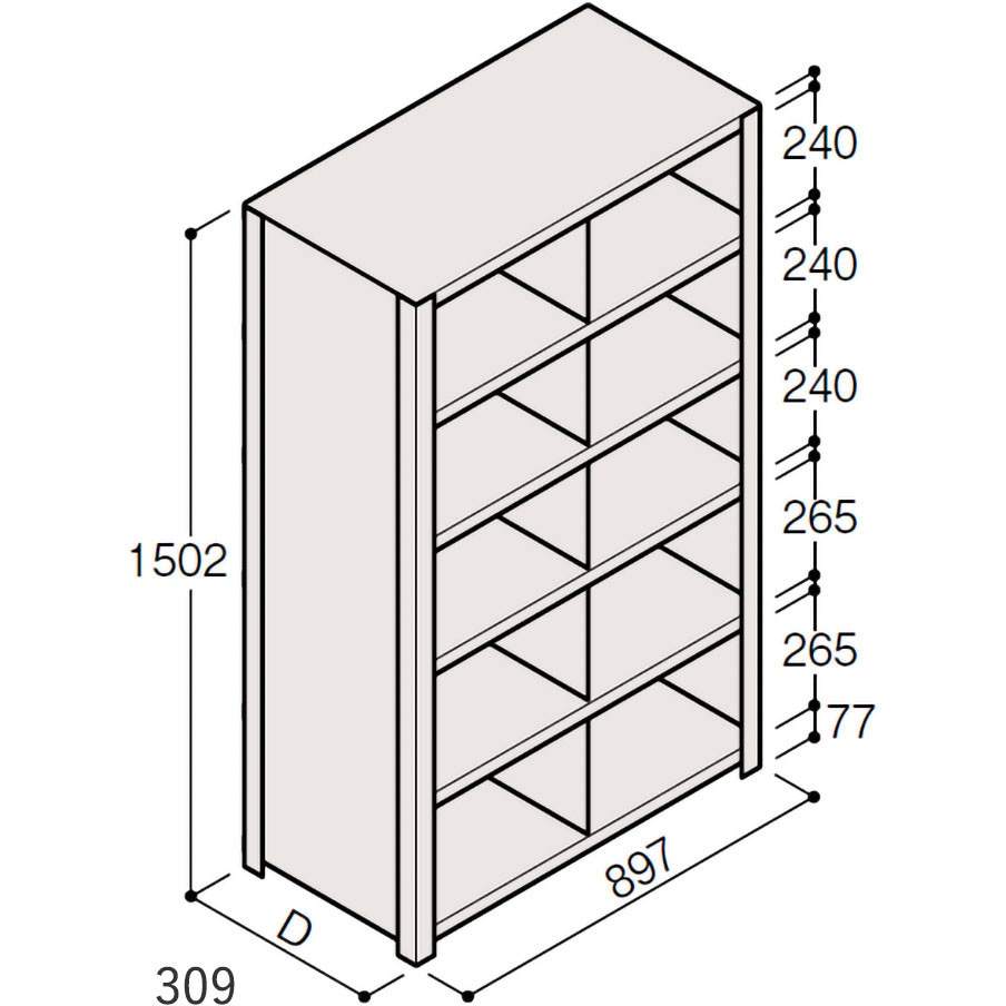 ERR-553351-W7 軽量棚ERR仕切型H1500＜配送時組立サービス付＞ イトーキ 外形寸法897×309×1502mm  ERR-553351-W7 29,887円