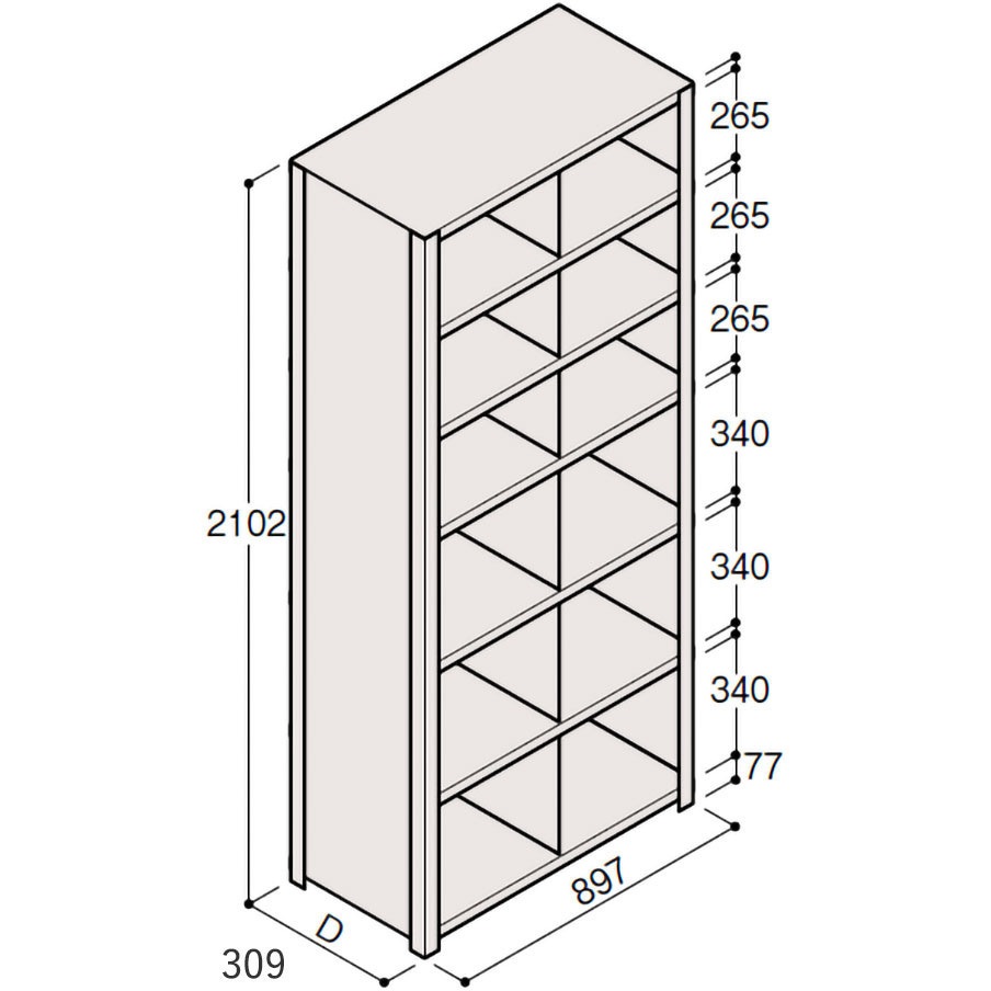 ERR-573361-W7 軽量棚ERR仕切型H2100＜配送時組立サービス付＞ イトーキ 外形寸法897×309×2102mm  ERR-573361-W7 38,337円