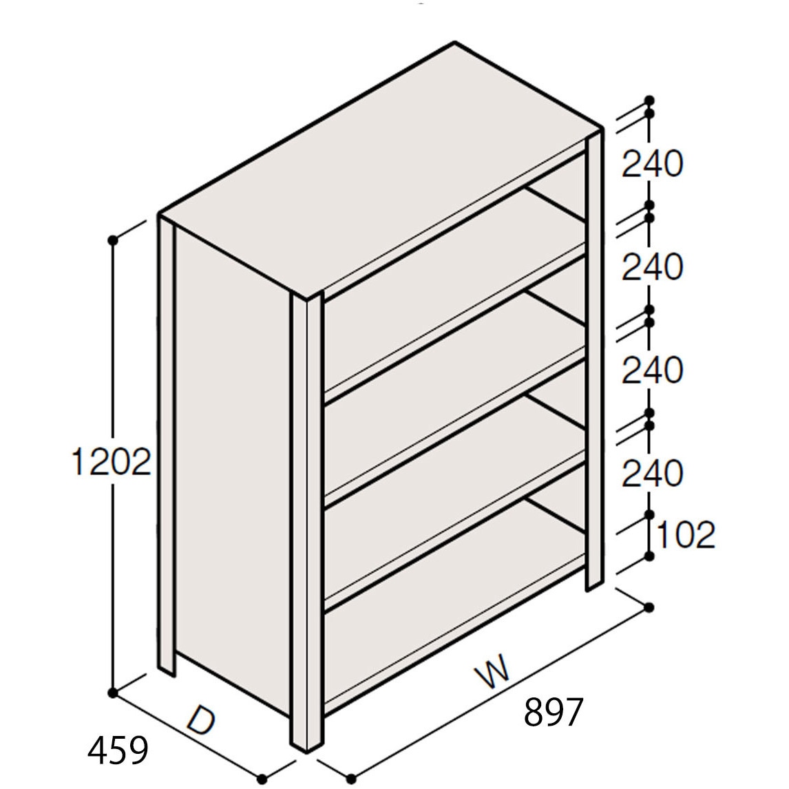 ERR-243440-W7 軽量棚ERR密閉型H1200 有効棚 4段＜配送時組立サービス付＞ イトーキ 外形寸法897×459×1202mm  ERR-243440-W7