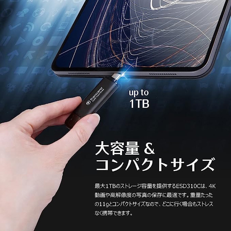 TS256GESD310C スティック型ポータブルSSD TypeA&C両対応