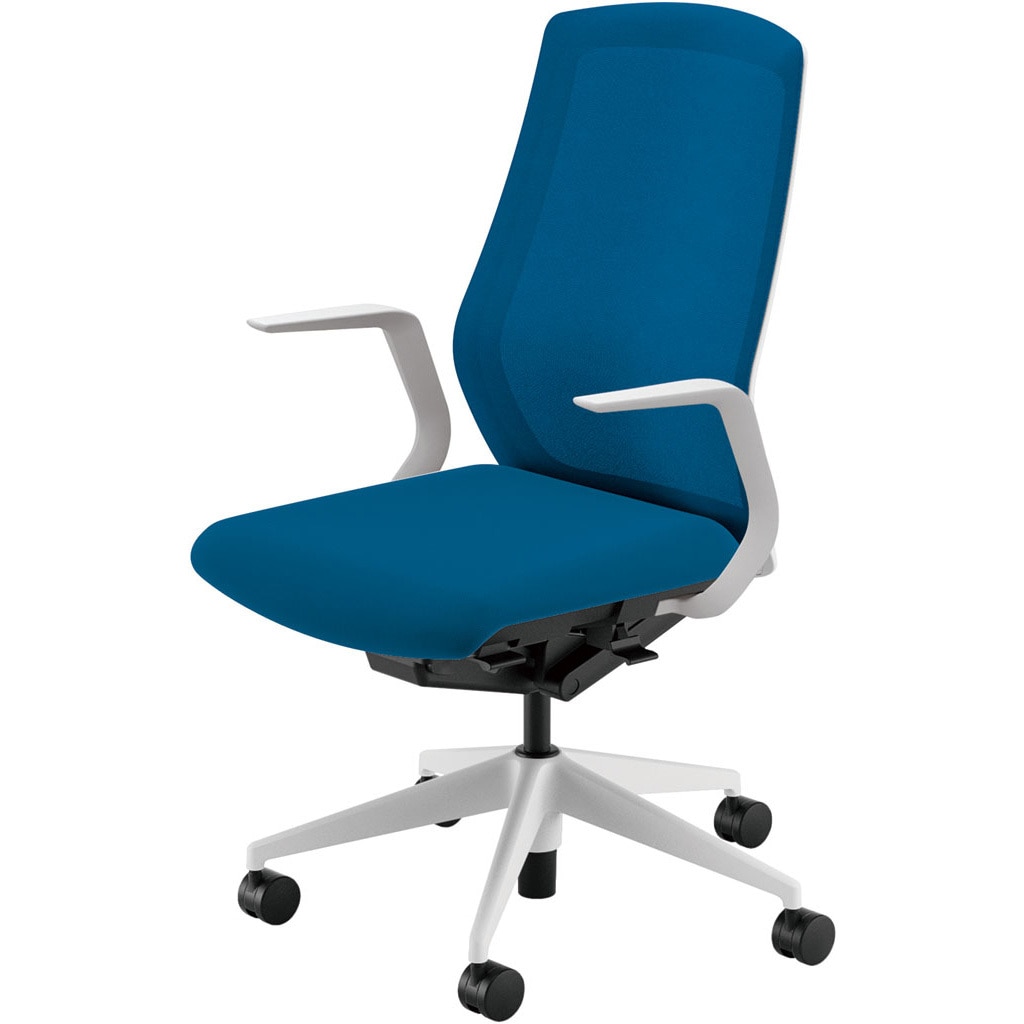 5-356-2135 Sellezza(セレッツァ)/SA_ホワイトフレーム 内田洋行 ナイロンキャスター クロスメッシュ L型肘   5-356-2135