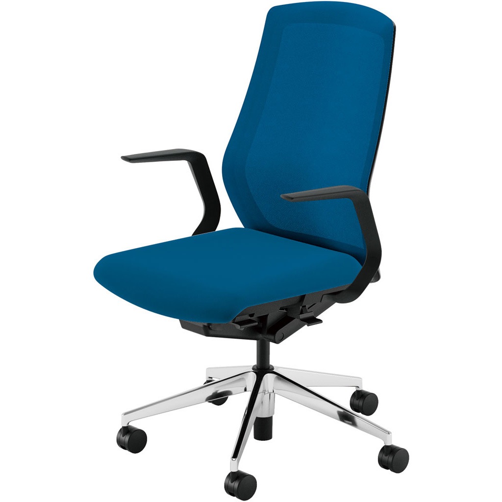 5-356-2175 Sellezza(セレッツァ)/SA_ブラックフレーム 内田洋行 ナイロンキャスター クロスメッシュ L型肘   5-356-2175