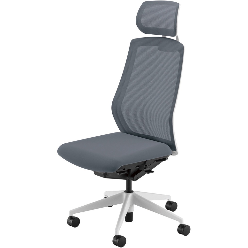 5-356-6023 Sellezza(セレッツァ)/SA_ホワイトフレーム_ヘッドレスト付き 内田洋行 ナイロンキャスター クロスメッシュ 肘掛なし   5-356-6023