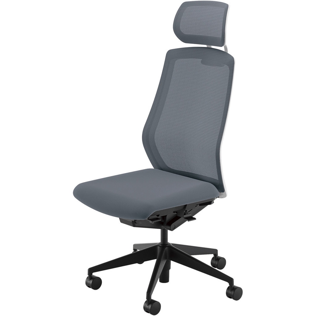 5-356-6043 Sellezza(セレッツァ)/SA_ホワイトフレーム_ヘッドレスト付き 内田洋行 ナイロンキャスター クロスメッシュ 肘掛なし   5-356-6043