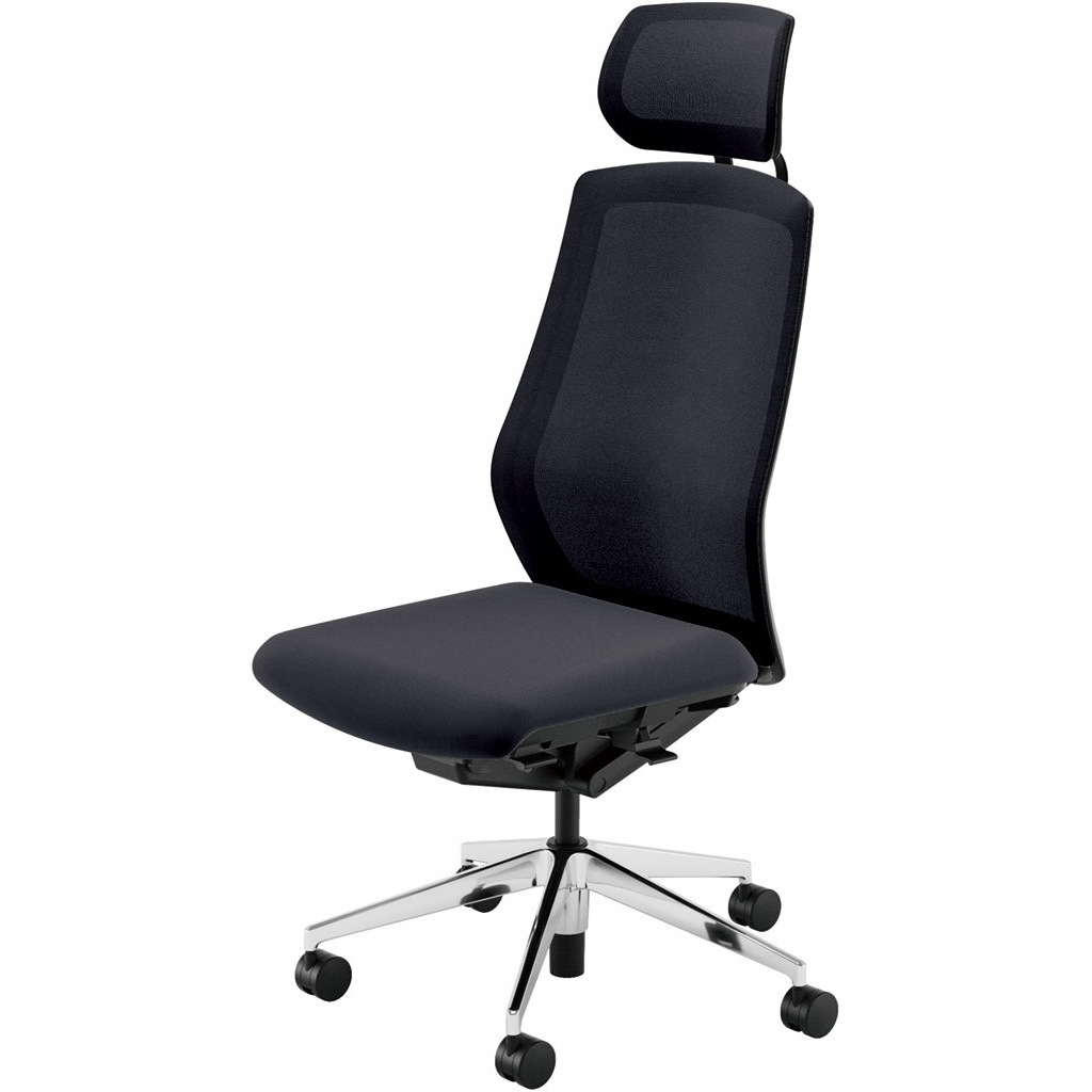 5-356-6070 Sellezza(セレッツァ)/SA_ブラックフレーム_ヘッドレスト付き 内田洋行 ナイロンキャスター クロスメッシュ 肘掛なし   5-356-6070