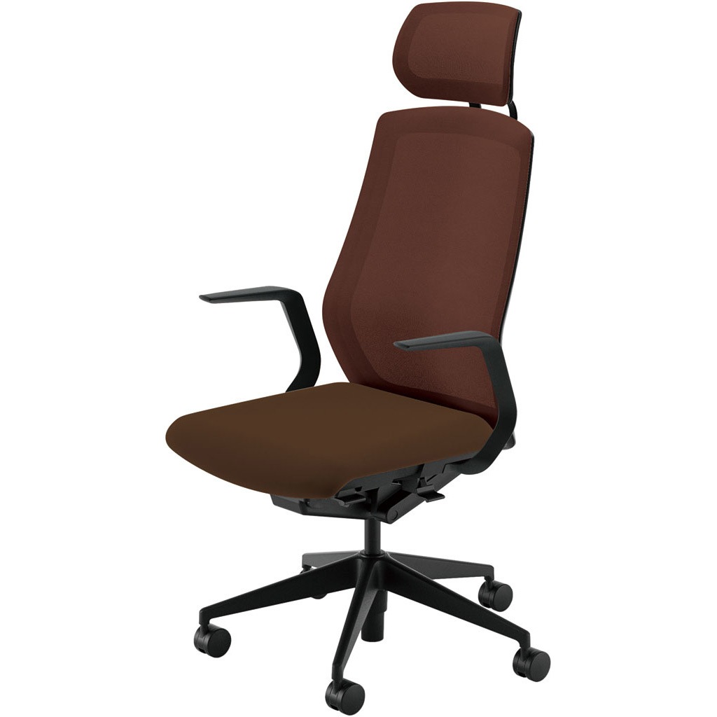 5-356-6111 Sellezza(セレッツァ)/SA_ブラックフレーム_ヘッドレスト付き 内田洋行 ナイロンキャスター クロスメッシュ L型肘   5-356-6111