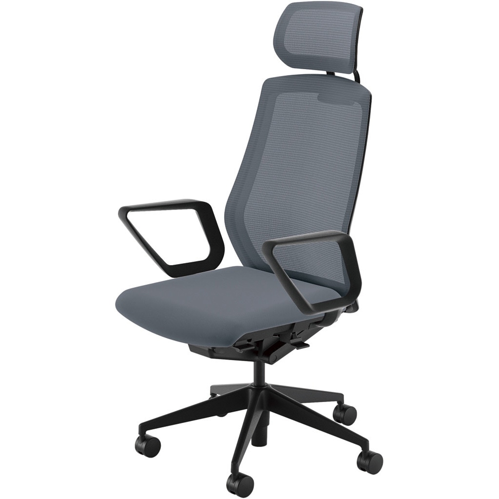 5-356-6303 Sellezza(セレッツァ)/SA_ブラックフレーム_ヘッドレスト付き 内田洋行 ナイロンキャスター クロスメッシュ リング肘   5-356-6303