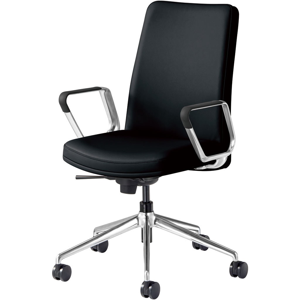 5-358-1320 ECチェア_レザー 内田洋行 ナイロンキャスター 肘掛あり   5-358-1320 109,890円